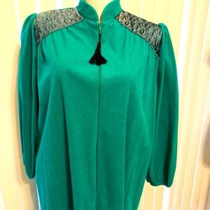 Valleta robe zip front soft plush brocade insets